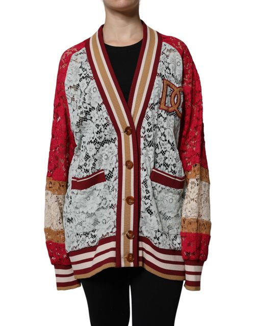 Lace Block Colorblock Cardigan — Multicolor