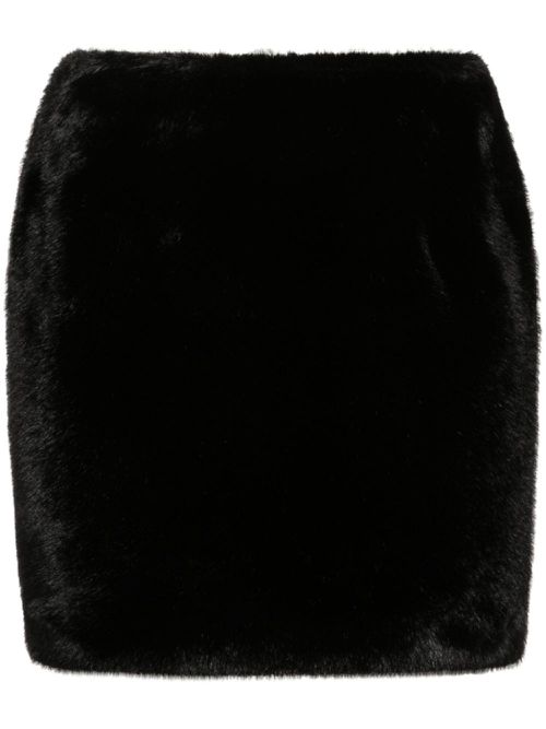 Faux-fur mini skirt - Black