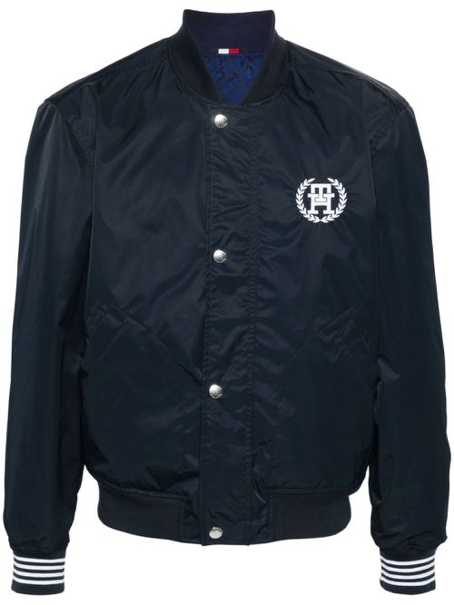Logo-embroidered bomber jacket - Blue