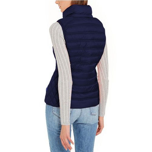 Michael Kors Women's Navy Blue Down Sleeveless Puffer Vest with Removable Hood
