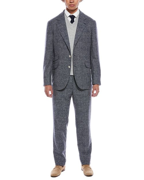 2Pc Alpaca & Wool-Blend Suit With Pleated Pant
