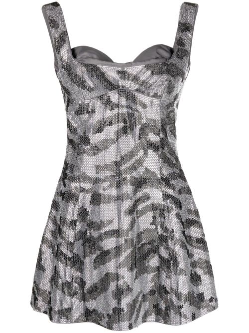 Mina Bell crystal-embellished minidress - Grey