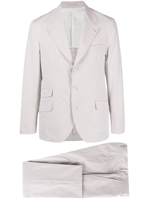Single-breasted striped cotton suit - Neutrals