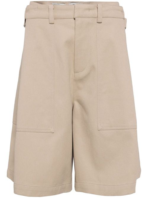 Straight-leg cotton bermuda shorts - Brown