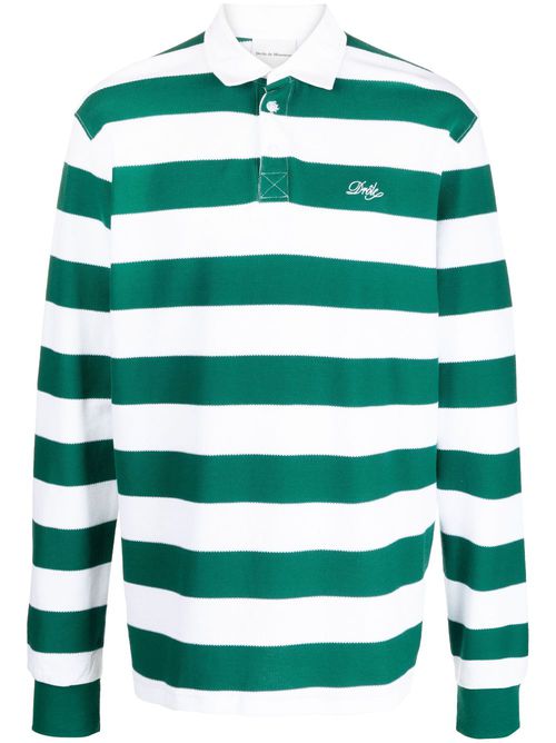 Stripe-print long-sleeved polo shirt - Green