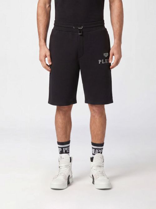 Jersey Jogging Shorts with Drawstring and Contrasting Logo