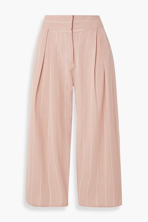 Dolly cropped striped cotton wide-leg pants - Pink - UK 6