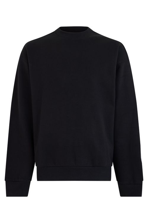Cotton Crew Neck Sweatshirt — Black