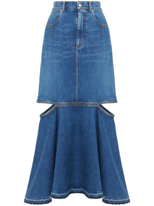 Cut-out denim skirt - Blue