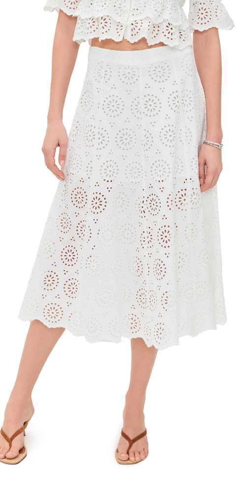 The Solstice Eyelet Skirt White