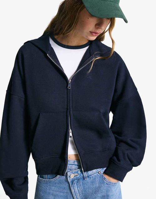Oversize zip-up hoodie in navy