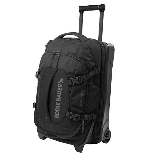 Eddie Bauer Expedition Rolling Duffel Bag with Wheels | Travel | Carry-On | Luggage | Rugged | Durable - Black