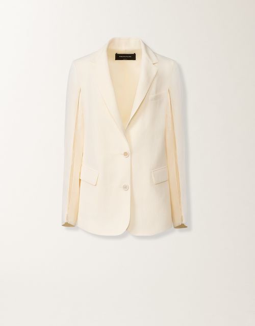 Oversized jacket in fluid linen and viscose, butter