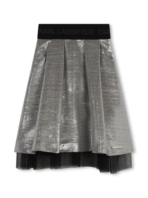 Metallic-effect pleated skirt - 16 SILVER