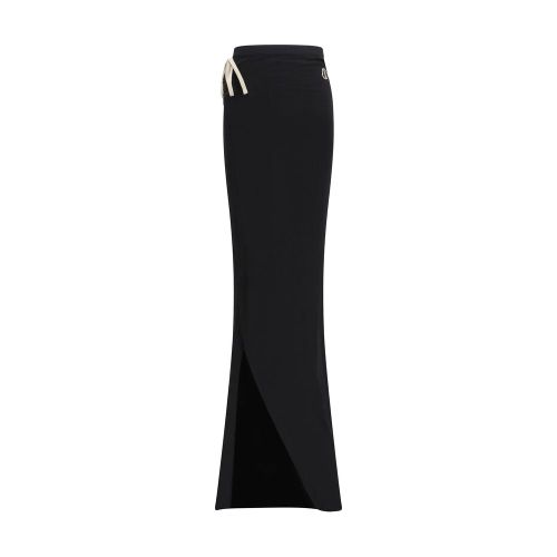 Side-Drawstring Cotton Jersey Skirt — Black