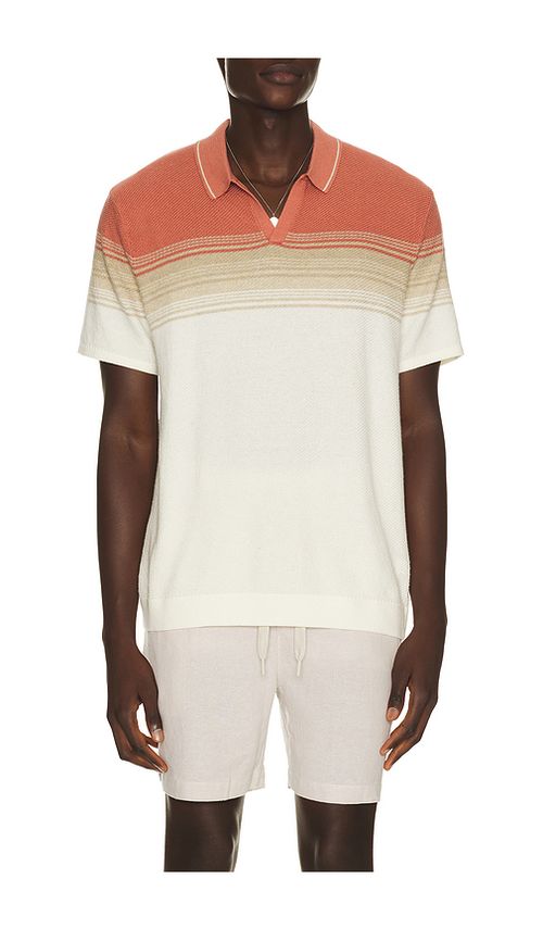 Marine Layer Greyson Knitted Polo in Withered Rose & Oatmeal. S also in M, L, XL/1X