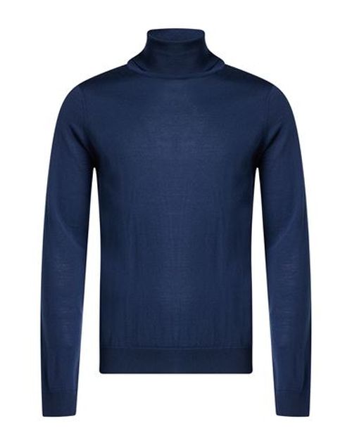 Man Turtleneck Navy Size 38 Wool