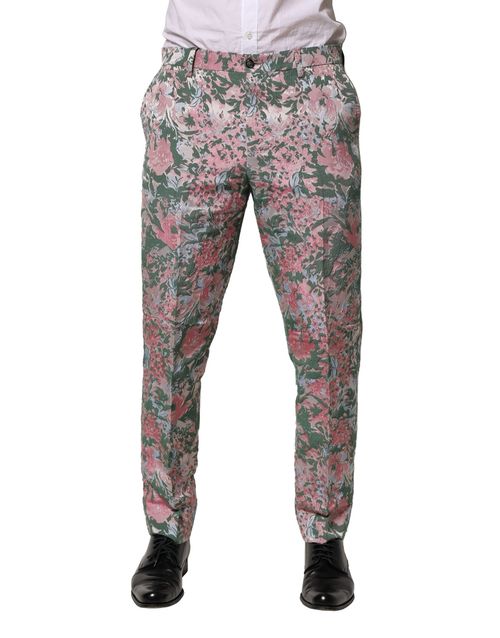 Floral Jacquard Trousers — Multicolor