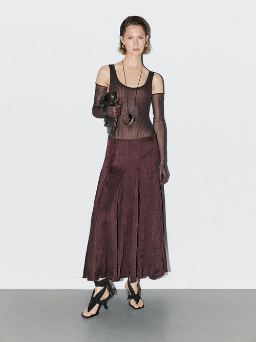 Flowing Midi Skirt With Godet Details - Studio
