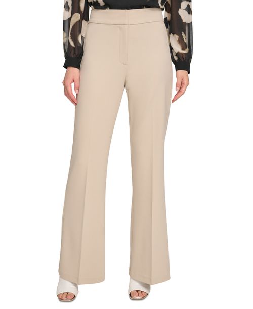 Polished High Waist Wide Leg Trousers - Pebble