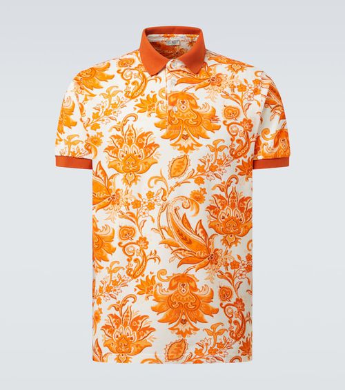Printed cotton polo shirt
