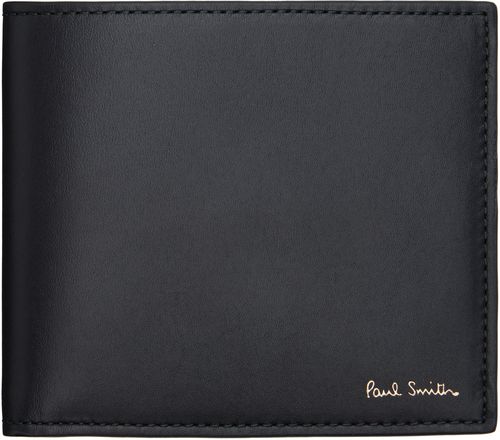Black Leather 'Signature Stripe' Interior Billfold & Coin Wallet