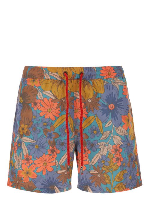 Floral-print swim shorts - Blue