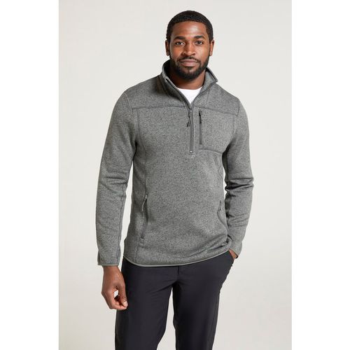 Mountain Warehouse 'Helford' Mens Fleece Sweater with Zipped Pockets Funnel Neck Half Zip Coat Charcoa