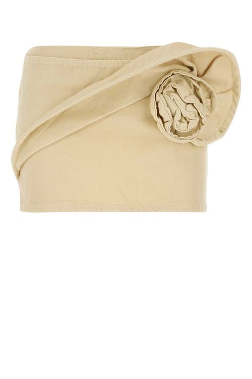 Asymmetrical Ruched Cotton Dress — Beige