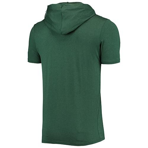 Men's New Era Heathered Green Green Bay Packers Team Brushed Hoodie T-Shirt