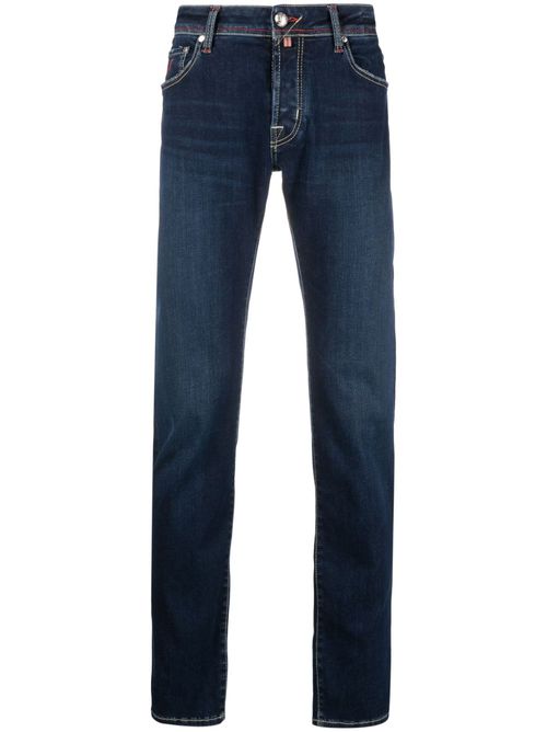 Logo-embroidered slim-fit jeans - Blue