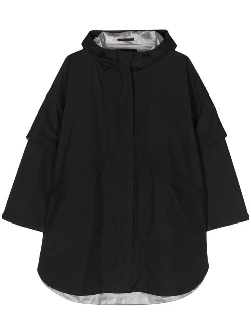 Hooded cape coat - Black