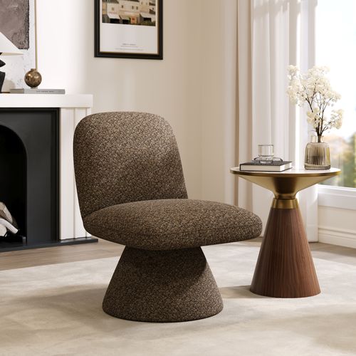 Fauteuil d'appoint crapaud pivotant rembourré en bouclette pouce