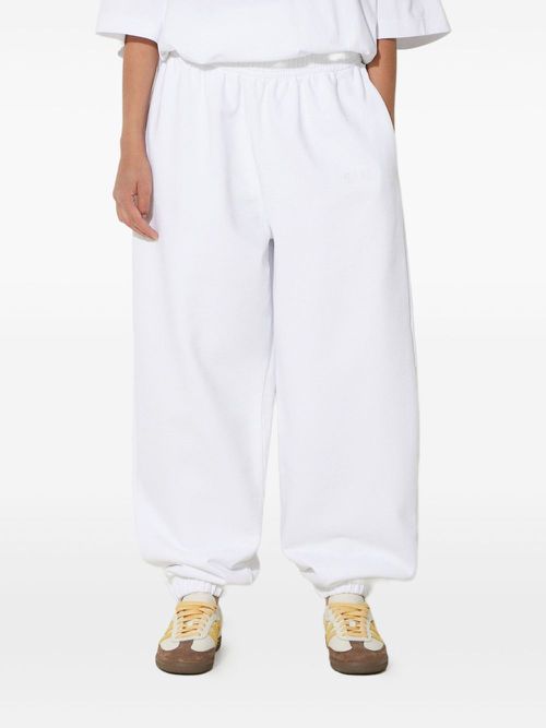 Elasticated-ankle track pants - White
