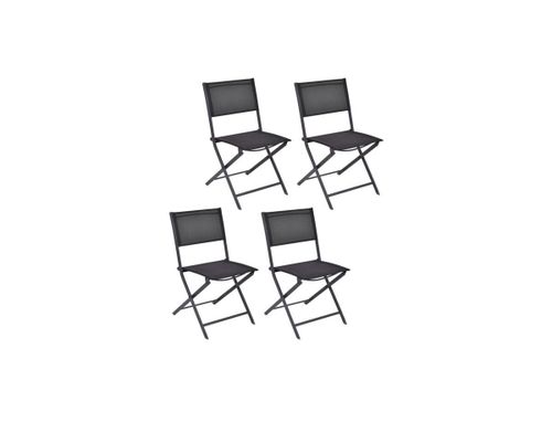Set of 4 Outdoor Patio Folding Chairs - Black
