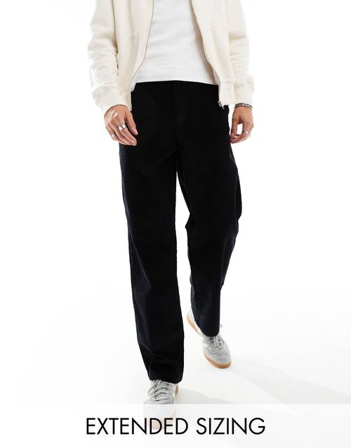ASOS DESIGN baggy fit cord pants in black