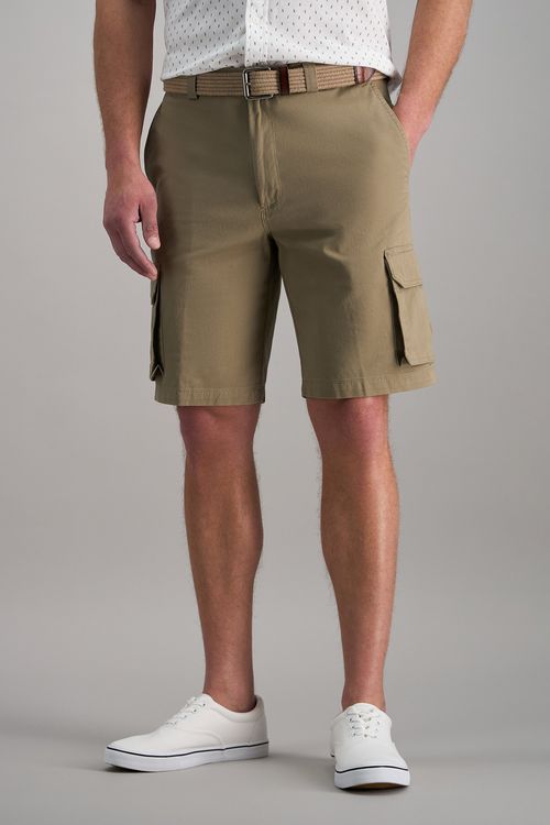 Haggar Stretch Cargo Short with Tech Pocket in Khaki