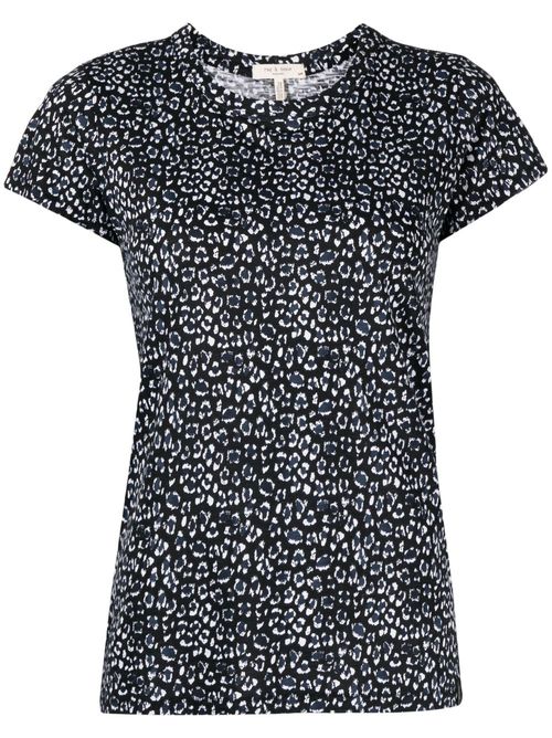 Leopard-print short-sleeved T-shirt - Black
