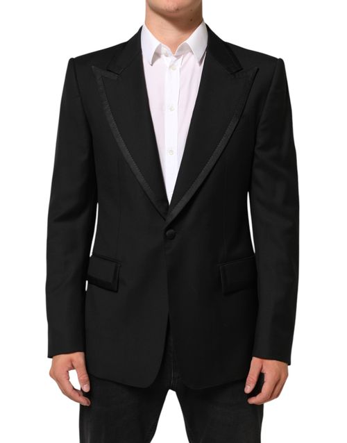Single-Breasted Wool Blazer — Black