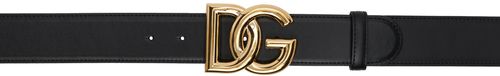 Dolce & Gabbana Black Calfskin 'DG' Logo Belt