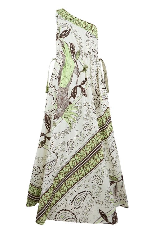 One-Shoulder Floral Cotton-Blend Dress