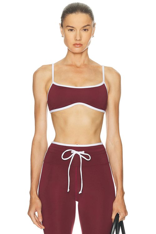 YEAR OF OURS Sport Monica Bra in Burgundy & Cream - Burgundy. XS also in L