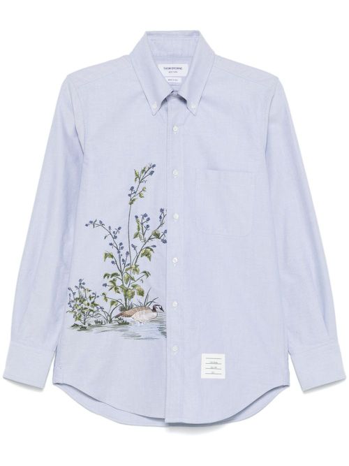 Embroidered-motif shirt - Blue