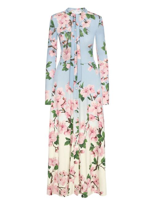 Oscar de la Renta Cherry Blossom ombré dress - Blue