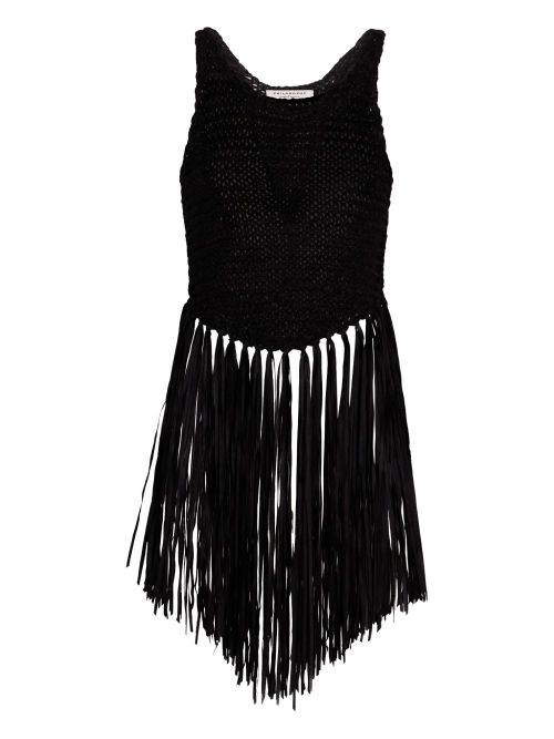 Fringe-detail top - Black