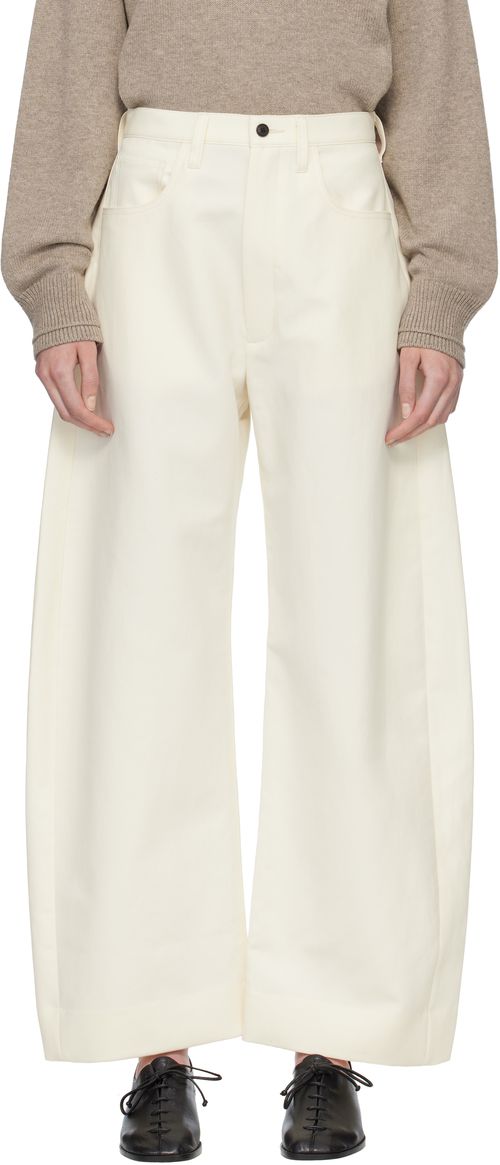 Off-White Double Weave Cotton Round Trousers