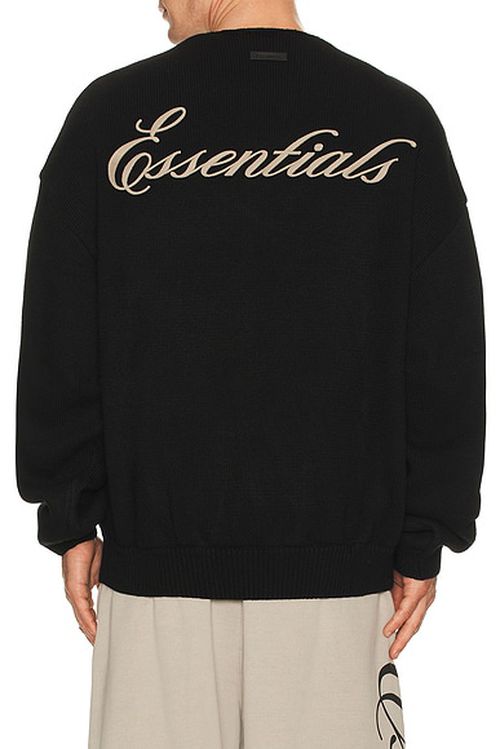 Fear of God ESSENTIALS Waffle Crewneck Sweater in Vintage Black - Black. L also in M, S, XL/1X, XS, XXL/2X