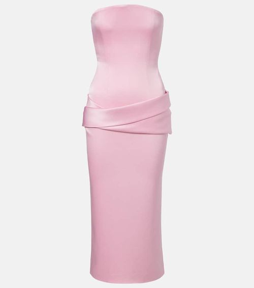 Draped satin crêpe bustier dress