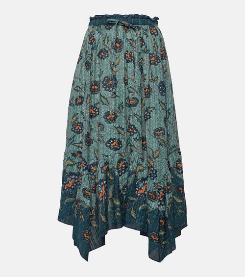 Alice asymmetric cotton-blend midi skirt