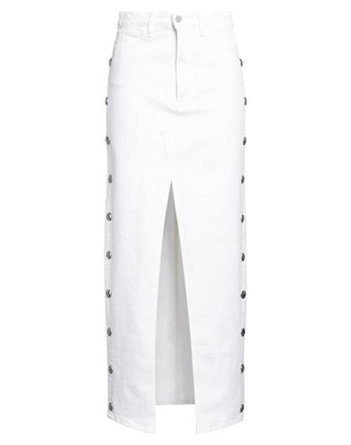 Woman Denim skirt White Size 24 Cotton, Elastane